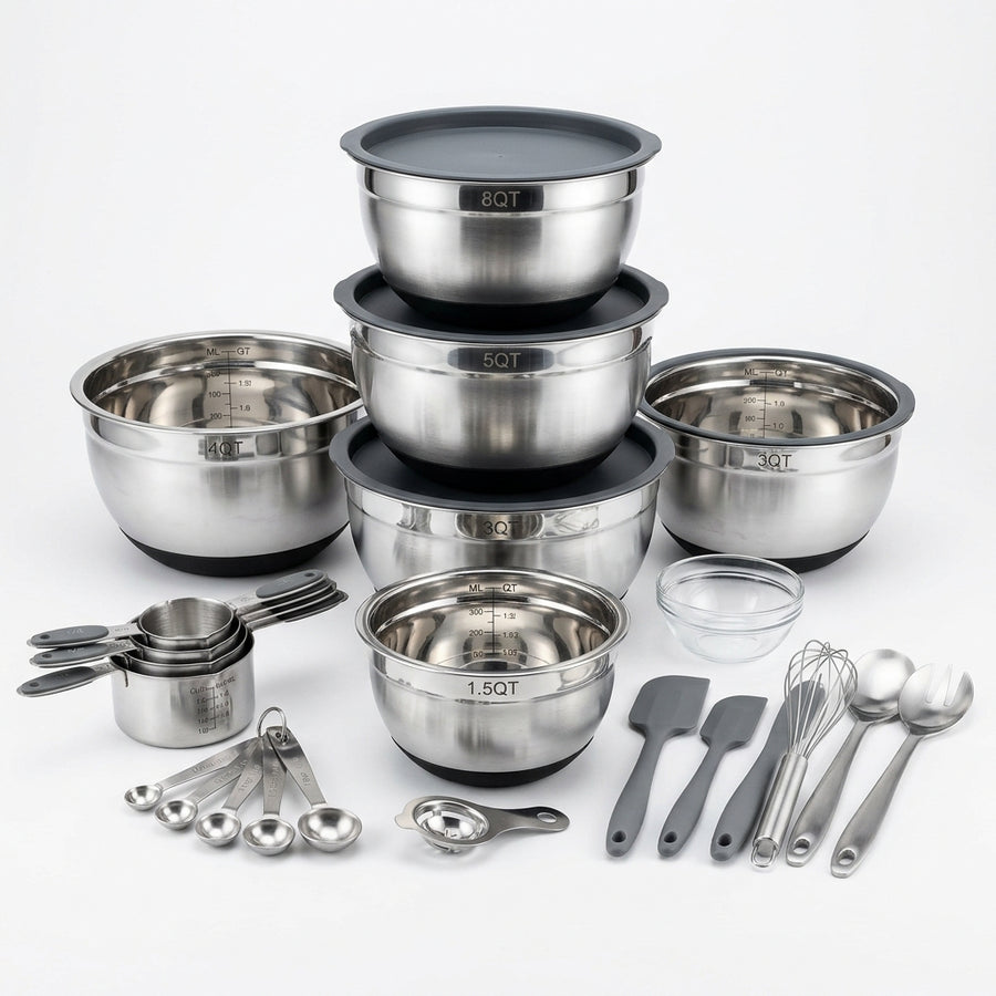 LILILIAN FMY 26-Piece Stainless Steel Mixing Bowls Set