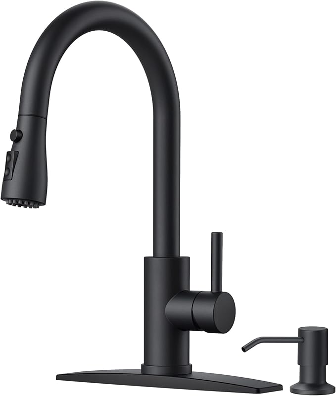 LILILIAN FMY Black Kitchen Faucet with Soap Dispenser